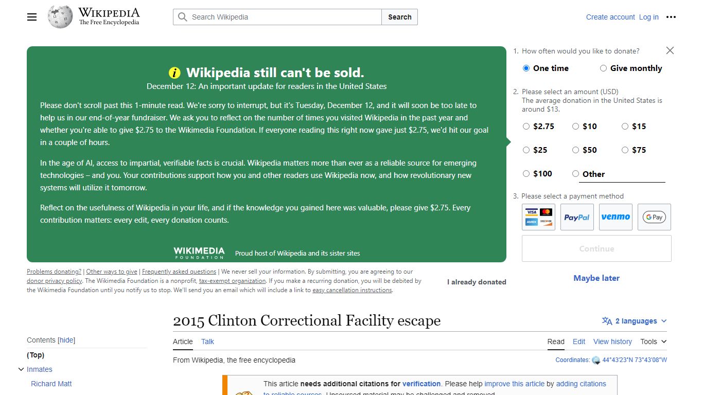 2015 Clinton Correctional Facility escape - Wikipedia