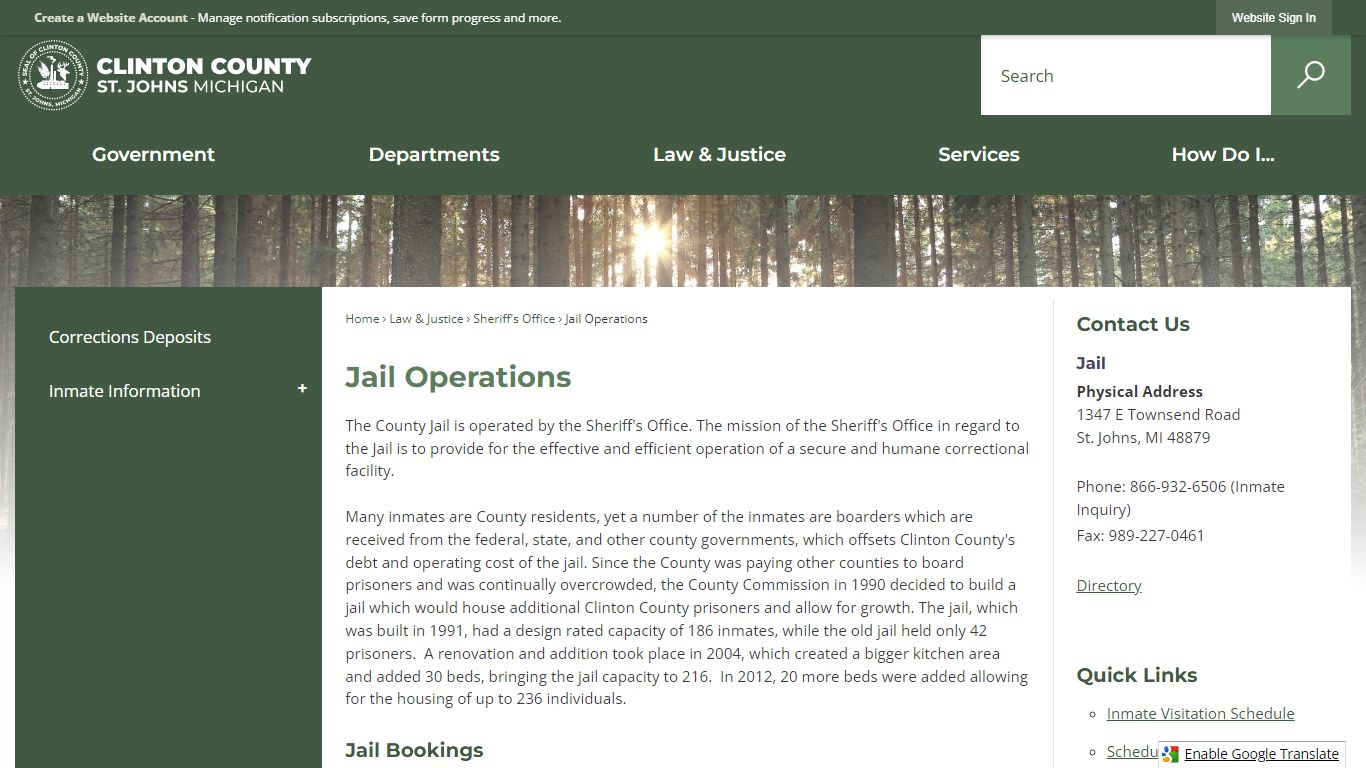 Jail Operations | Clinton County, MI